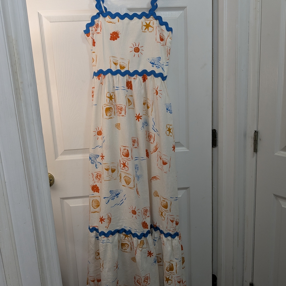 CeCe White and Blue Summer Dress